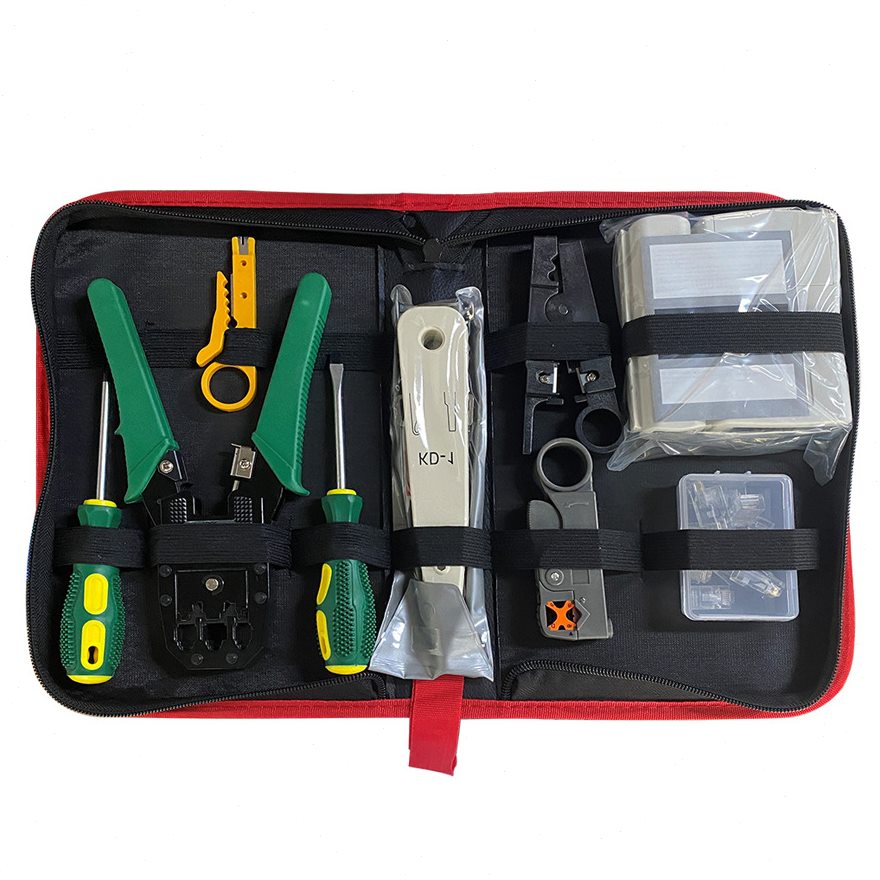 .网线接头钳子水晶头剥线压线钳家用多用网络钳测试仪工具包套装