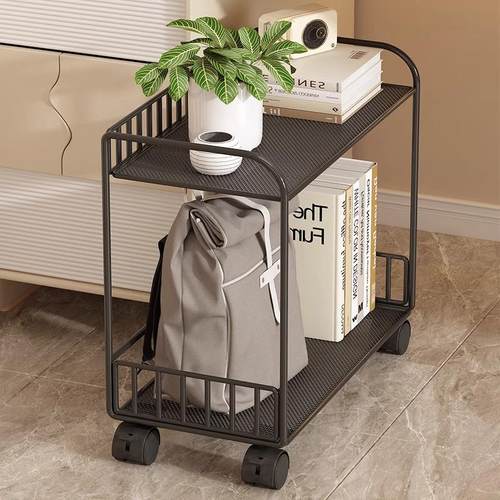 桌下置物筐可移动书包架家用放存书桌收纳带轮小推车书架收纳