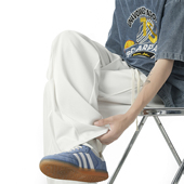 子男 Fearless 港风宽松直筒 夏季 肌理冰丝裤 Land拼接弯刀裤 新款