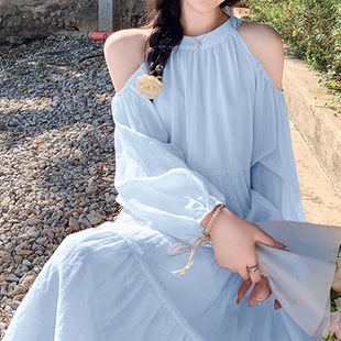 海边度假连衣裙女夏季 气质绝美露肩沙滩 2025新款 甜美温柔风法式
