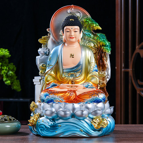 三宝佛树脂佛像供奉摆件