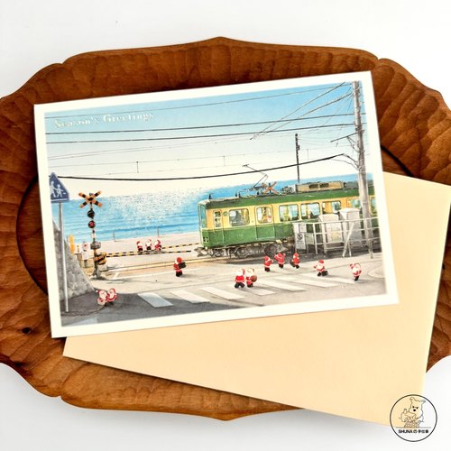 「SHUNA」迷你圣诞老人日本小旅行2日本原版圣诞新年祝福金箔贺卡