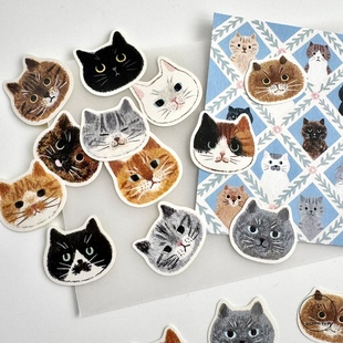 日本原版 4legs贴纸 动物花草治愈 鸟语花香 「SHUNA」猫咪