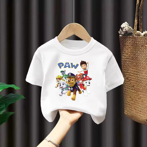 儿童汪汪队短袖T恤2026春秋新款纯棉打底衫男女童卡通洋气上衣薄t