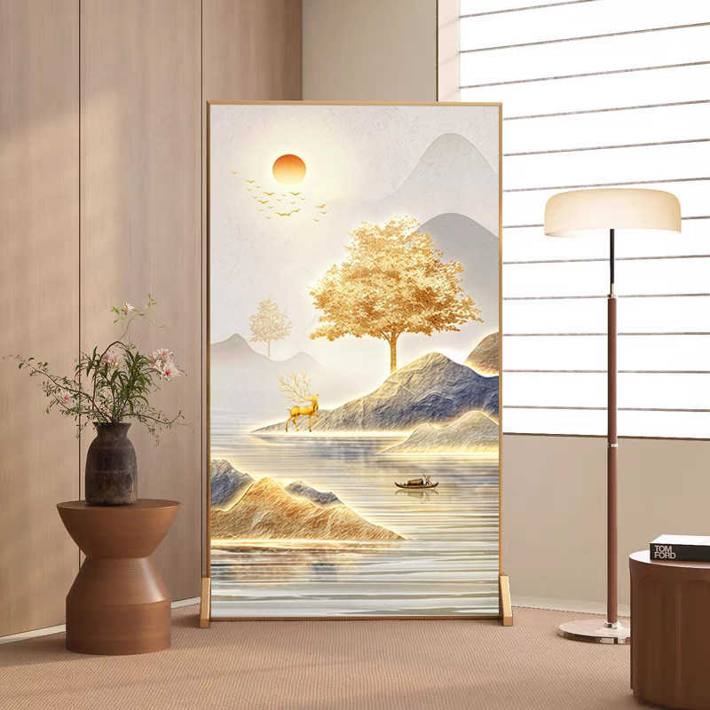 铝合金屏风隔断折叠轻奢玄关座屏图片