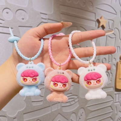 卡通植绒小熊公仔挂件萌粒潮玩盲盒袋桌面装饰品小摆件钥匙扣挂饰