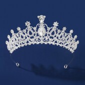 新款 满钻超闪银色半圆皇冠新娘结婚头饰摄影跟妆盘发造型王冠 韩式