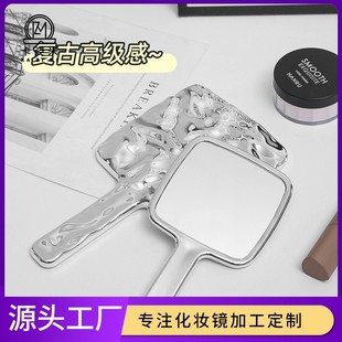 高级感手持化妆镜家用复古ins风镜子女随身便携手动美容镜 便携式