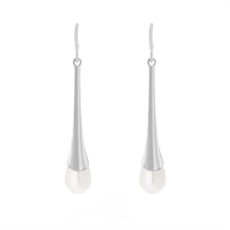 za新款时尚设计感合金镶仿珍珠水滴吊坠耳环欧美夸张长款珍珠耳饰