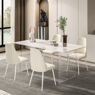亚克力岩板餐桌悬浮饭桌椅组合吃饭家用现代简约轻奢小户型歺桌