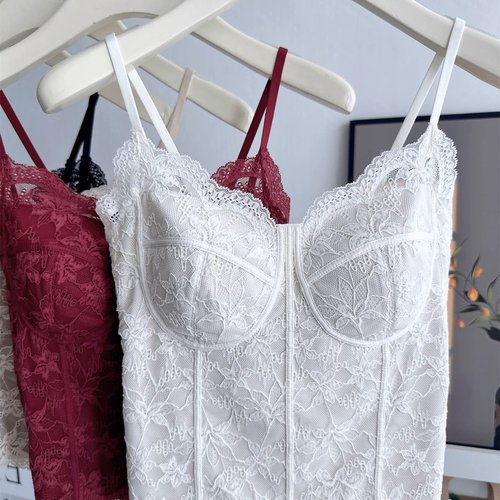 秋冬磨毛法式蕾丝纯欲吊带美背