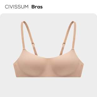春夏轻薄光面无痕半杯内衣小胸Bra聚拢一片式 文胸罩侧翼防滑