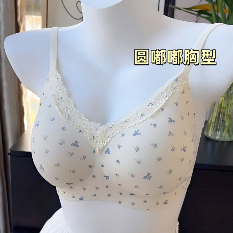 可爱少女纯欲bm蕾丝碎花内衣女小胸聚拢舒适无痕文胸罩高中大学生