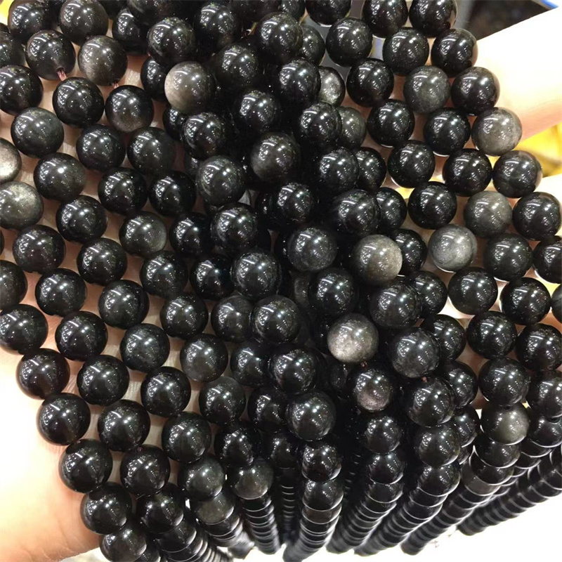 半成品散珠银曜石黑曜石