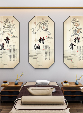 养生馆装饰画中医挂图足疗店背景墙壁画艾灸拔罐宣传画美容院挂画