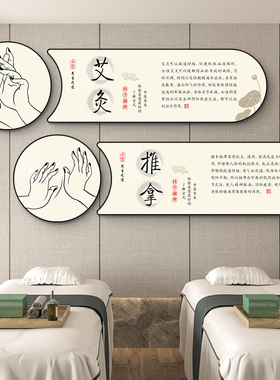 中医馆装饰挂画艾灸馆墙面壁画推拿艾灸养生宣传海报养生馆装饰画