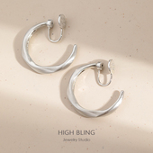 小众设计高级感不规则拉丝金属防敏银针耳圈无耳洞女蚊香盘耳夹