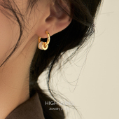 小众设计高级显瘦小蛮腰锆石耳圈耳饰无耳洞女蚊香盘耳夹铜镀真金