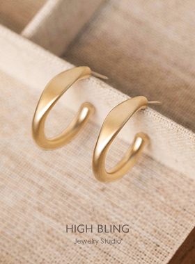 奶茶咖啡哑金极简百搭HOOP耳圈耳饰无耳洞女蚊香盘耳夹日韩新品