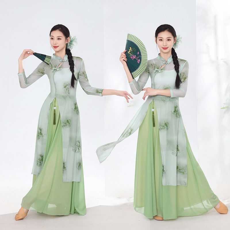 新款旗袍舞蹈服女茶艺古
