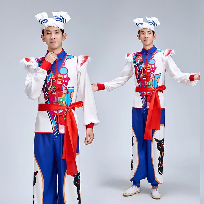 陕北传统安塞服装腰鼓服