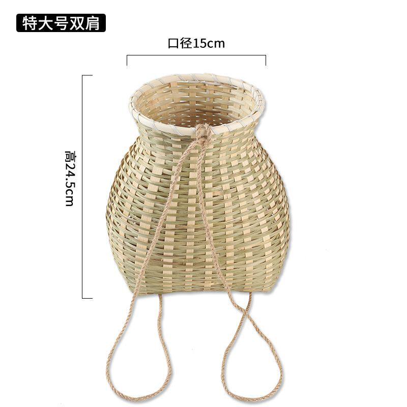 特价清仓可爱网红小背篓手工竹编鱼篓非采茶竹篓手提篮子小孩玩具