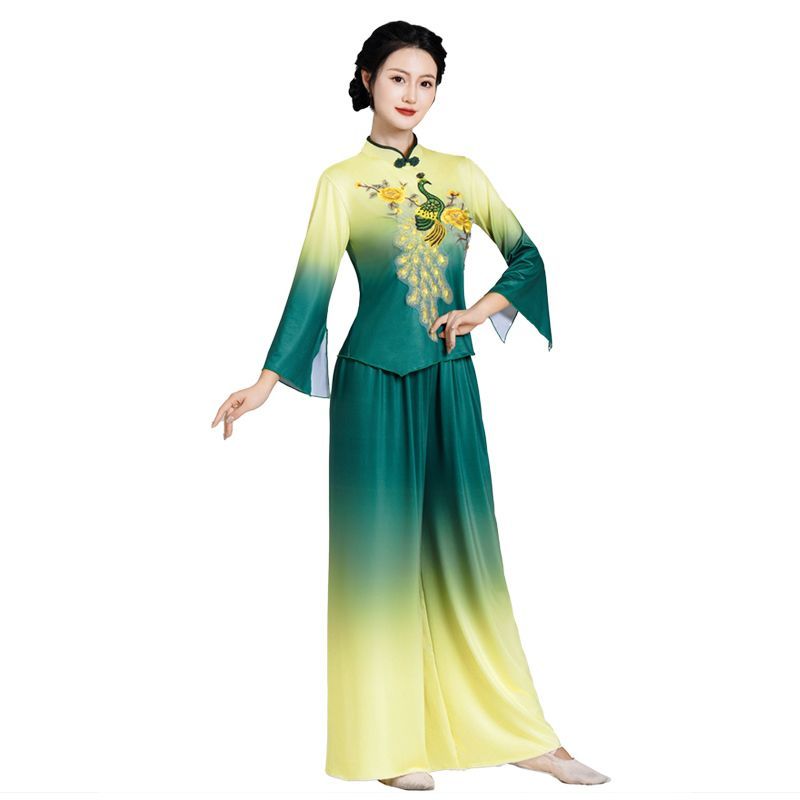 秧歌服装大全两件套中老年扇子舞蹈演出服腰鼓队广场服装跳舞衣服