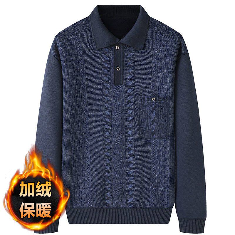 加绒保暖中老年翻领套装