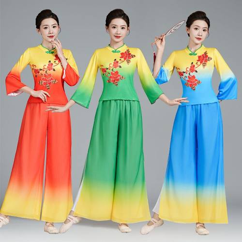 新款广场舞服装扇子舞演