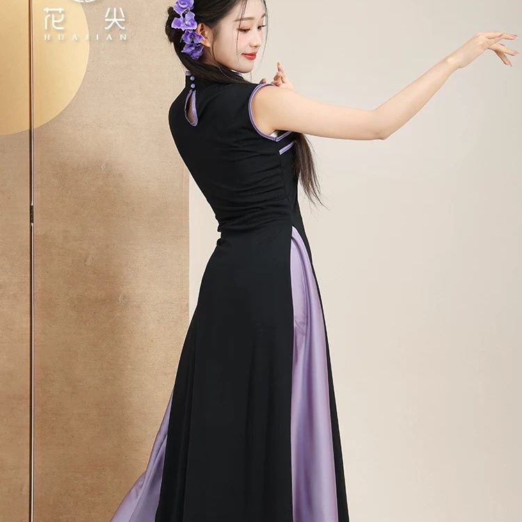 古典舞弹力身韵刺绣旗袍