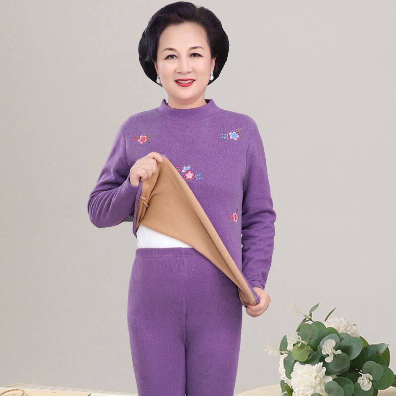 妈妈装保暖内衣加绒加厚