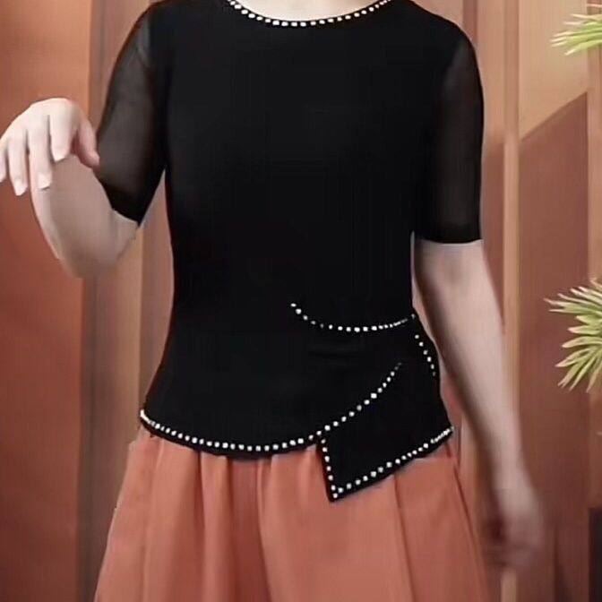 三步踩舞蹈服上衣女夏季