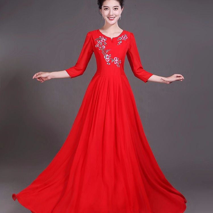 大合唱演出服女长裙2025