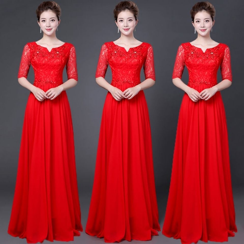 大合唱演出服女长裙成人