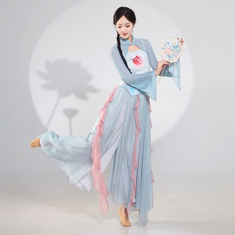 新款古典舞服荷花纱衣飘