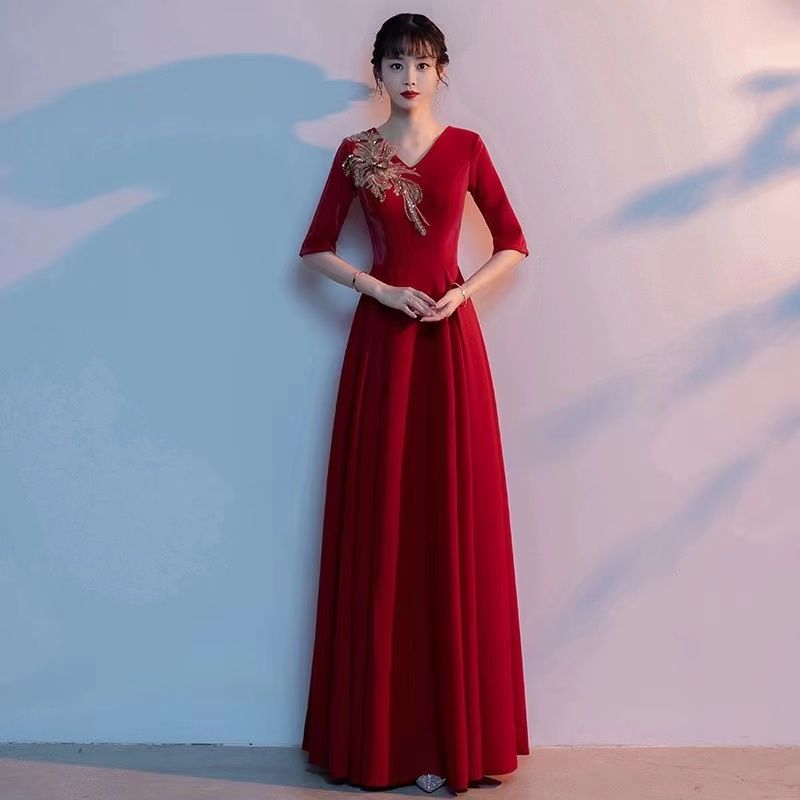 新款大合唱演出服女长裙