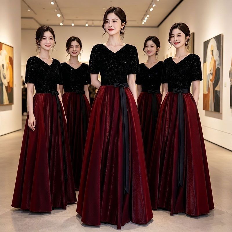 大合唱团演出服女长裙气
