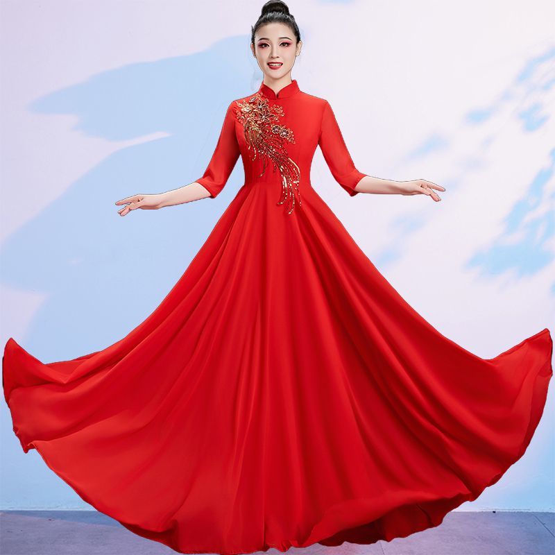 大合唱演出服女长裙2025