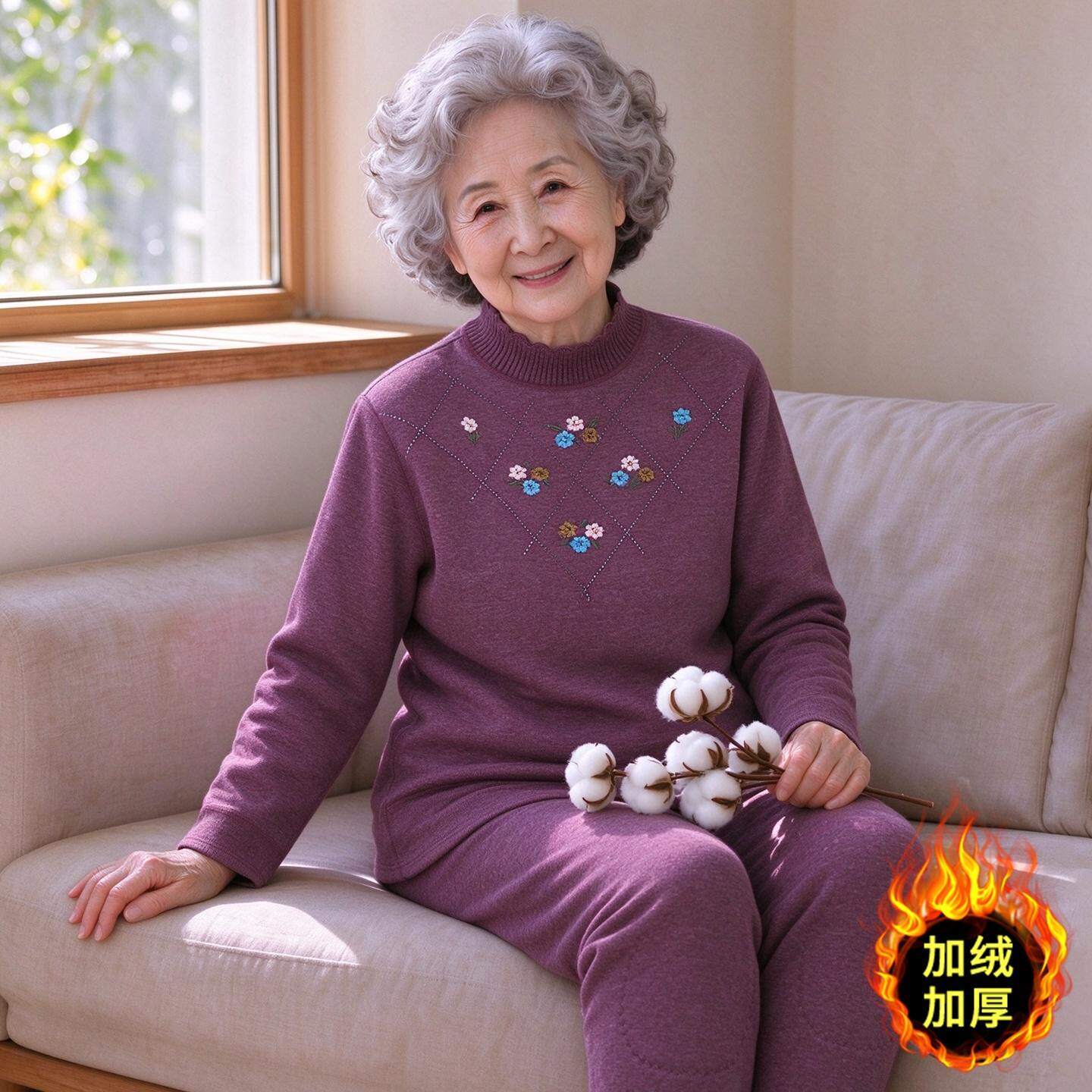 妈妈保暖内衣女装加绒加