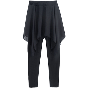 舞蹈裤女成人雪纺裙裤莫代尔练功服黑色舞蹈服女生高腰跳舞九分裤