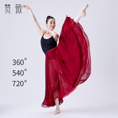 度大摆裙舞蹈半身裙女长裙大裙摆雪纺飘逸跳舞古典舞芭蕾新疆