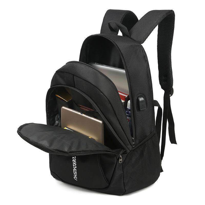 NEW MENS BACKPACK TREND LARGE CAPACITY MIDDLE AND HIGH SCHOOL STUDENTS SUB RECHARGEABLE SCHOOL BAG TRAVEL BAG COMPUTER BAG