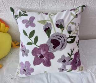 外贸绣花靠垫套绣花车枕抱枕套多色可选43X43CM沙发办公靠枕