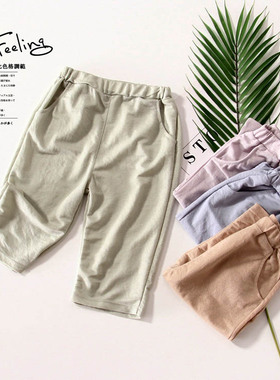 山东纺织品儿童艾草麻棉口袋七分裤C1846