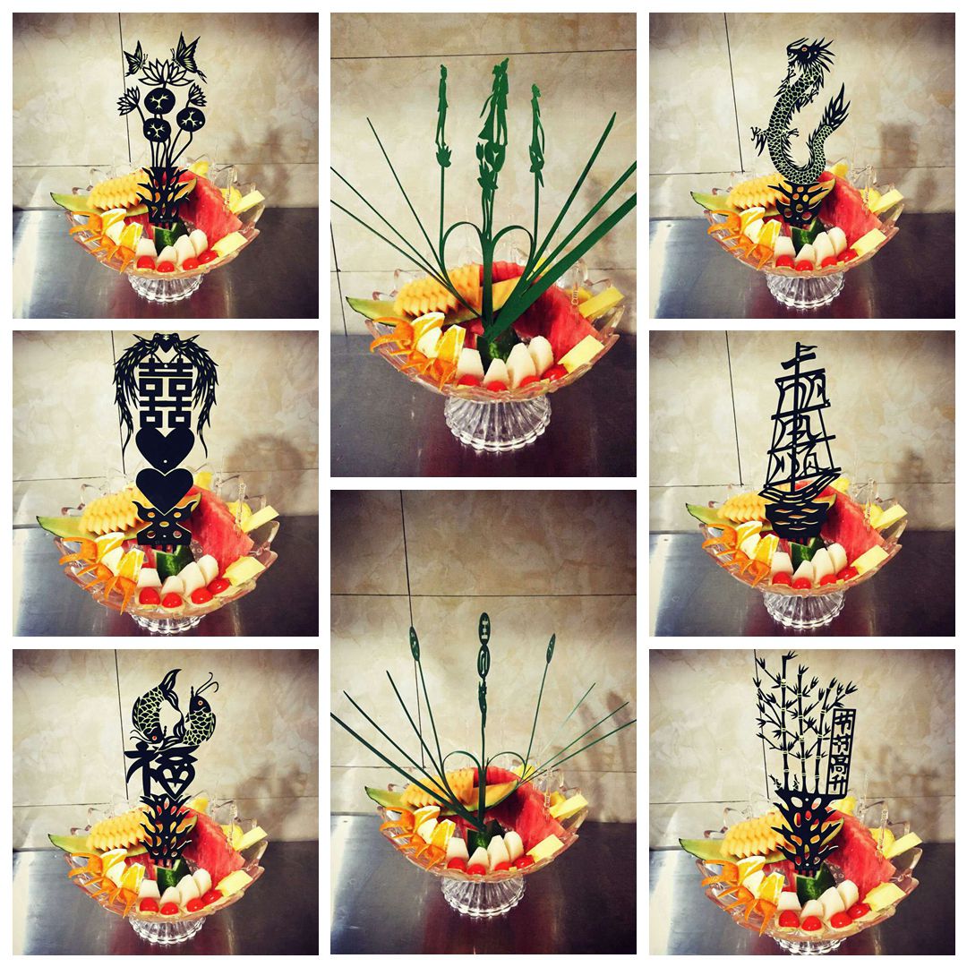 ktv酒吧仿西瓜皮雕刻花水果拼盘装饰花果盘盘头中式即插即用插花