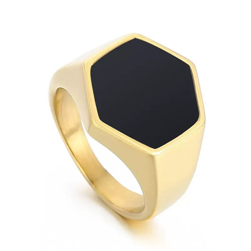 golden ring men hexagon fashion hip-hop rock rapper silvery