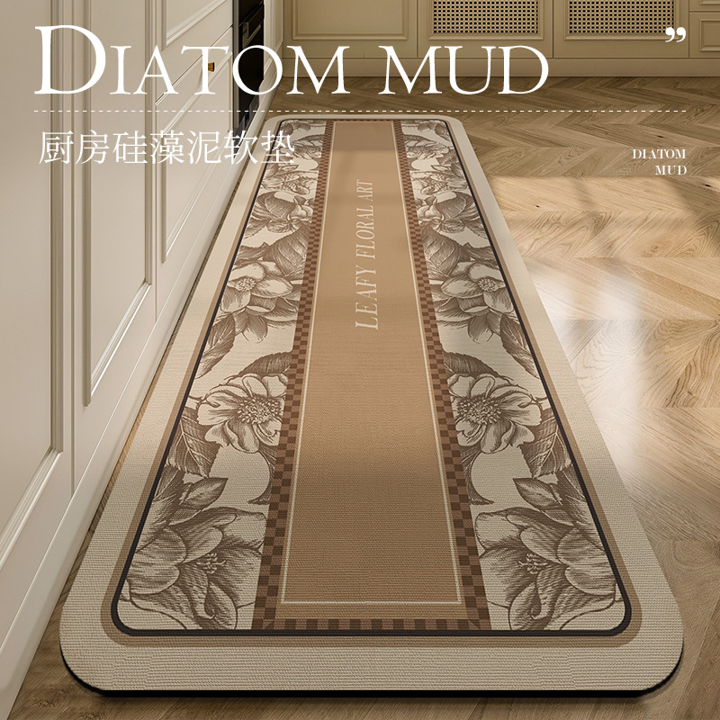 厨房地垫防滑防油美式硅藻泥吸水垫门口耐脏脚垫家用免洗可擦地毯