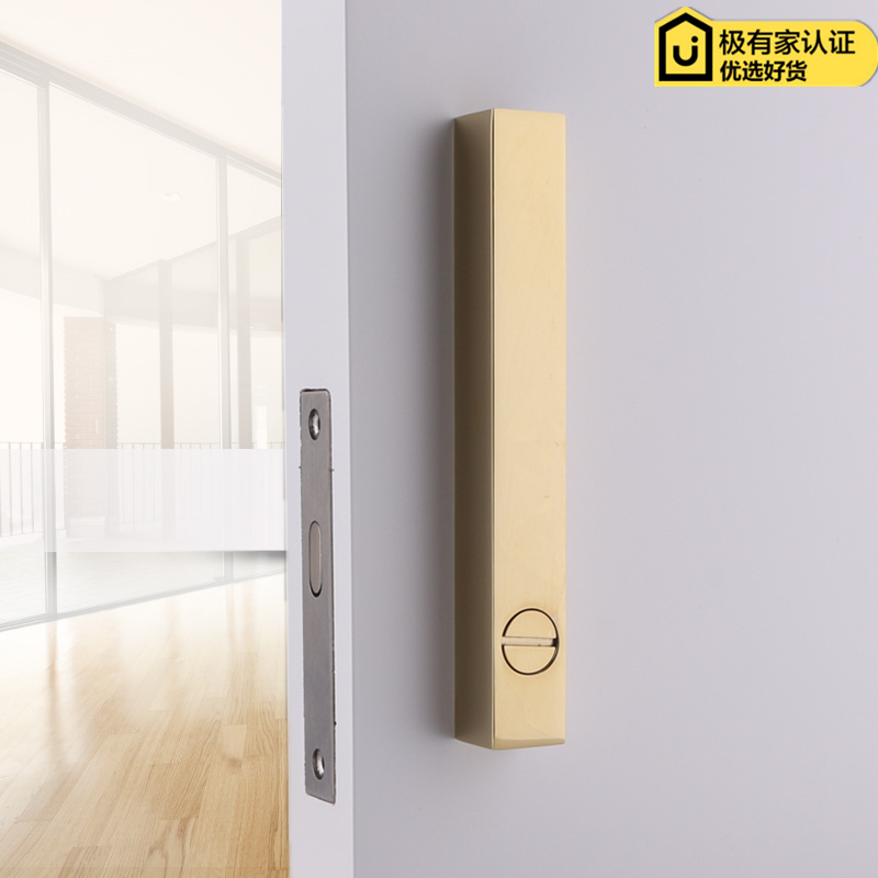 依佰利方条简约移门锁金色室内卫生间厨房推拉门锁黑色钩锁黄古铜