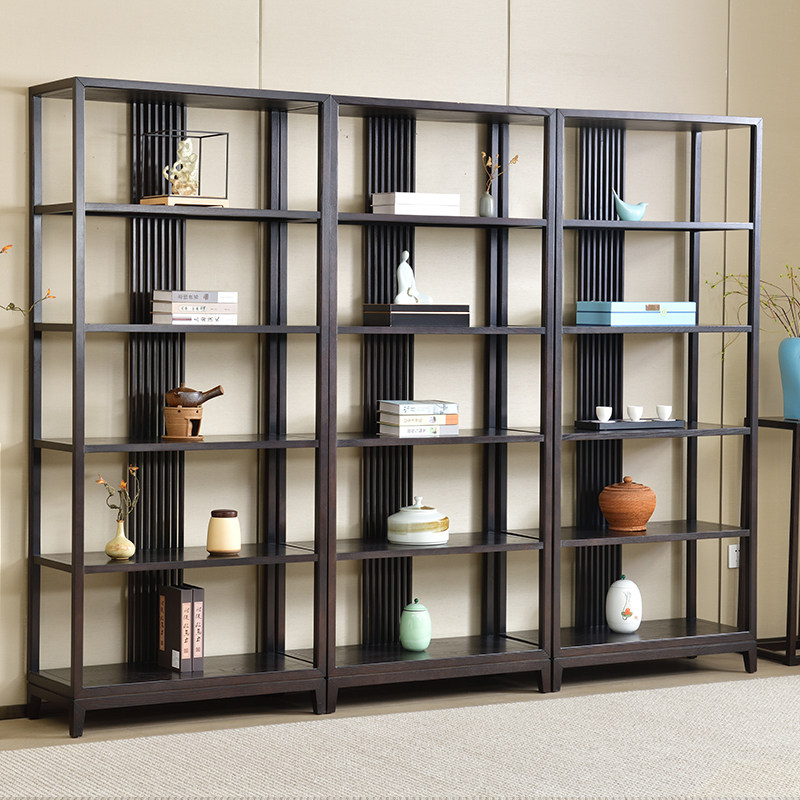 新中式书架实木多宝阁置物架白蜡木书柜组合展示架实木定制博古架