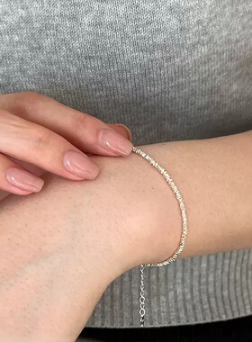 S925纯银碎银子手链女韩版简约ins抖音直播热卖款式时髦手环